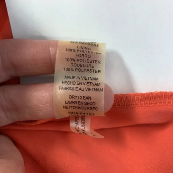 Vince Camuto Dress Coral Lace Overlay Long Sleeve Dress Size 2 - Picture 7 of 8